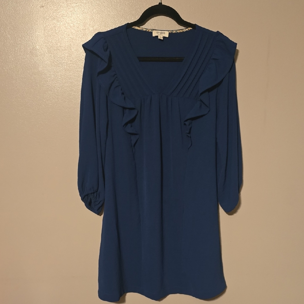 Umgee Mini Dress Navy‎ Blue Longsleeve Womens Size Small